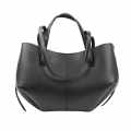 Polene Grained Black Leather Tote Bag-thumb-0