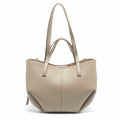 Polene Grained Beige Leather Tote Bag-thumb-2