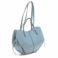Polene Grained Blue Leather Tote Bag-thumb-2