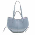 Polene Grained Blue Leather Tote Bag-thumb-1