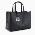 Armani Exchange Glossy Black Embossed Logo Tote Bag-thumb-2