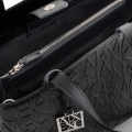 Armani Exchange Glossy Black Embossed Logo Tote Bag-thumb-1