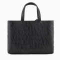 Armani Exchange Glossy Black Embossed Logo Tote Bag-thumb-3