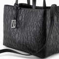 Armani Exchange Glossy Black Embossed Logo Tote Bag-thumb-4