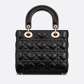 Lady Dior Signature Black Handbag-thumb-1