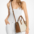 Michael Kors Laila Medium White Leather Satchel Bag-thumb-1
