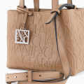 Armani Exchange Glossy Embossed Logo Beige Tote Bag-thumb-2