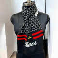 Gucci Bee Honeycomb Pattern Black Woolen Muffler-thumb-1