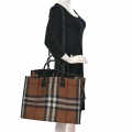Burberry Denny Checked Brown Tote Bag-thumb-2