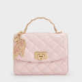 Charles & Keith Cressida Quilted Qiki Pink Sling Bag-thumb-0