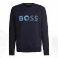 Boss Embroidery Blue Cotton Sweatshirt-thumb-2