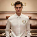 Gucci GG Embroidery White Cotton Shirt-thumb-0