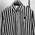 Ami Paris Heart Logo Black Striped Shirt-thumb-1