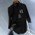 Armani Exchange Men's Mixmag Regular Fit Black Cotton Shirt-thumb-1