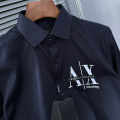 Armani Exchange Men's Mixmag Regular Fit Navy Blue Cotton Shirt-thumb-3