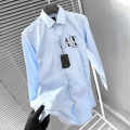 Armani Exchange Men's Mixmag Regular Fit Sky Blue Cotton Shirt-thumb-1