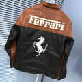 Ferrari F1 Racing Black & Brown Leather Jacket-thumb-2