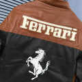 Ferrari F1 Racing Black & Brown Leather Jacket-thumb-4