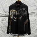 Gucci Leopard and Black Panther Black Cotton Shirt-thumb-2