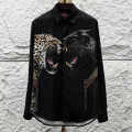 Gucci Leopard and Black Panther Black Cotton Shirt-thumb-1