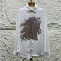 Hermès Crystal-Embroidery Horse Logo White Premium Shirt-thumb-2