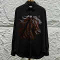 Hermès Crystal-Embroidery Horse Logo Black Premium Shirt-thumb-0
