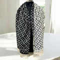 Louis Vuitton Black Cashmere Wool Blend Scarf-thumb-0