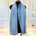 Versace Designer Blue Silk Stole-thumb-0
