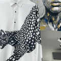 Balmain Paris Leopard Print White Premium Quality Cotton Shirt-thumb-1