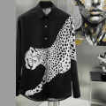 Balmain Paris Leopard Print Black Premium Quality Cotton Shirt-thumb-0