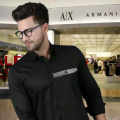 Armani Exchange Black Cotton Shirt-thumb-0
