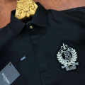 Balmain Embroidered Black Premium Cotton Shirt-thumb-1