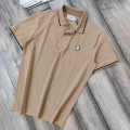 Coach Embroidered logo Striped Pique Brown Polo T-shirt-thumb-0