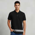 Coach Embroidered logo Striped Pique Black Polo T-shirt-thumb-0
