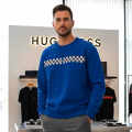 Boss Embroidery Blue cotton Sweatshirt-thumb-0