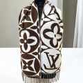 Louis Vuitton Dark Brown Cashmere Wool Blend Scarf-thumb-0