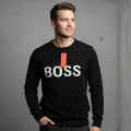 Boss Embroidery Black cotton Sweatshirt-thumb-0