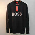 Boss Embroidery Black cotton Sweatshirt-thumb-2