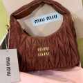 Miu Miu Wander Matlasse Brown Hobo Bag-thumb-0