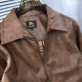 Burberry Brown Leather Premium Quality Jacket-thumb-3
