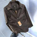 Burberry Dark Brown Leather Premium Quality Jacket-thumb-7