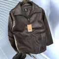 Burberry Dark Brown Leather Premium Quality Jacket-thumb-3
