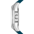 Michael Kors Mini Pilot Pavé Silver-Tone and Logo Silicone Watch in TEAL MKO1004-thumb-2