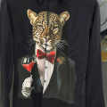 Balmain Professional Panther Print Black Premium Cotton Shirt-thumb-3