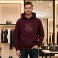 Burberry Wine Embroidery Logo Hoodie-thumb-0
