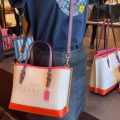 Coach Laurel White & Orange Mollie Colour Block Tote Bag-thumb-1