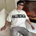 Balenciaga White Premium Quality Baggy Fit T-shirt-thumb-2