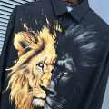 Gucci Lion Print Black Premium Quality Cotton Shirt-thumb-4
