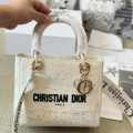 Christian Dior D Lite White Embroidered Bag-thumb-0