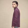 Burberry Embroidered Wine Cotton Premium Shirt-thumb-2